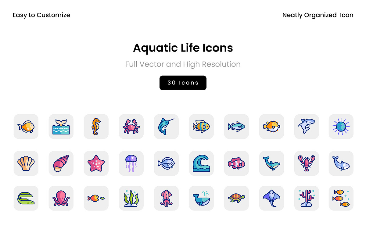 Aquatic Life Icons, a Solid Icon by Wencory (Photo 1 of 2)