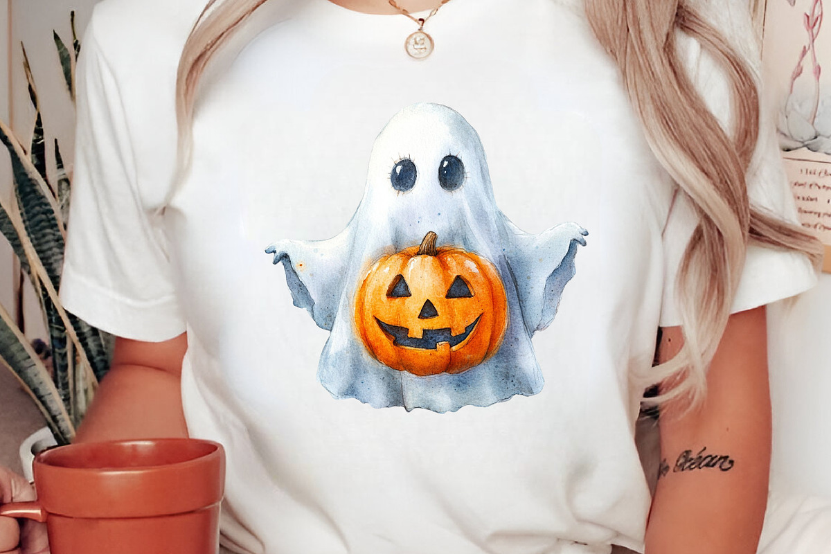 Watercolor Funny Autumn Ghost PNG, a Seasonal Illustration by Canvas Craft (Photo 7 of 8)