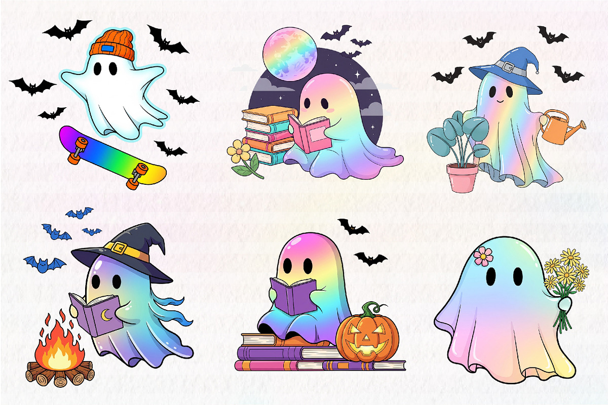 Funny Halloween Ghost Iridescent, an Illustration by CreationArt (Photo 3 of 5)