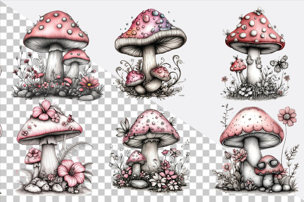 Whimsical Summer Mushroom Clipart, a Seasonal Illustration by SVGArt (Photo 2 of 9)