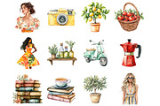 Watercolor Italy Summer Clipart, an Illustration by Design Market (Thumbnail 3 of 4)