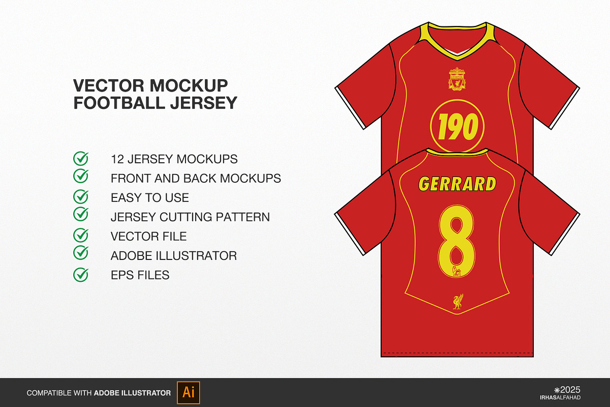 Vector Mockups Football Jersey, a Shirt Mockup by Irhasalfahad (Photo 8 of 8)