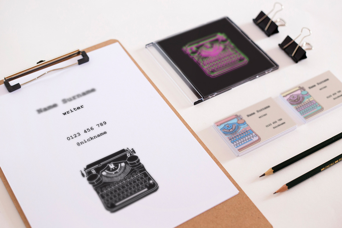 Business Cards with typewriters, a Business Card Template by IRSYART (Photo 11 of 12)