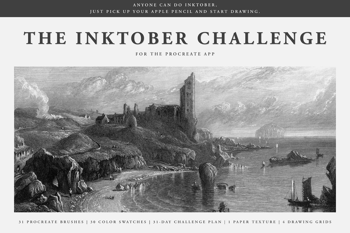 The Inktober Challenge Procreate Kit, a Brush Add-On by Digi Life (Photo 1 of 9)