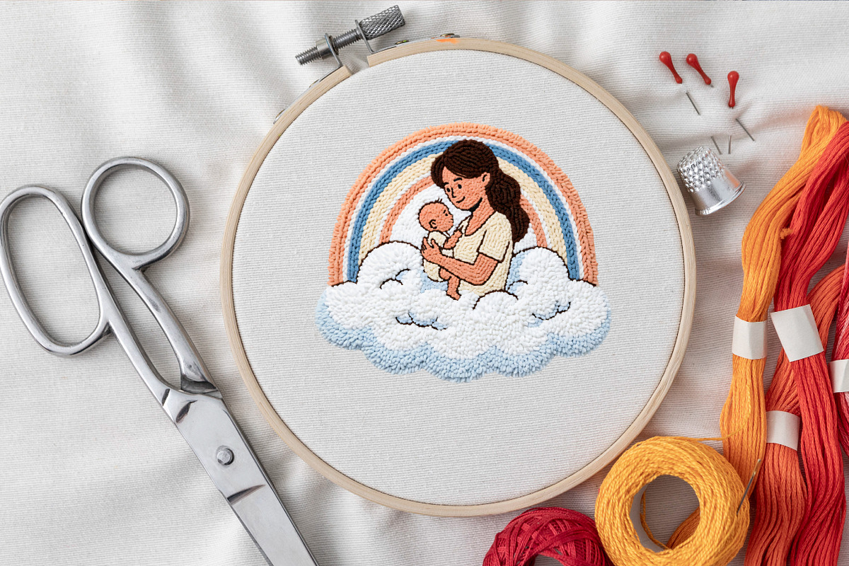 Mother Baby Rainbow Embroidery PNG, an Illustration by CrexoraLab (Photo 3 of 4)