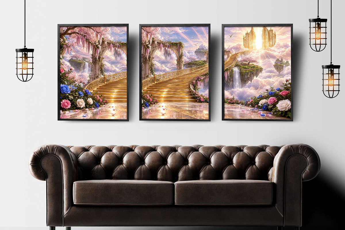 Heavenly Stairway Funeral Background Images Digital PNG