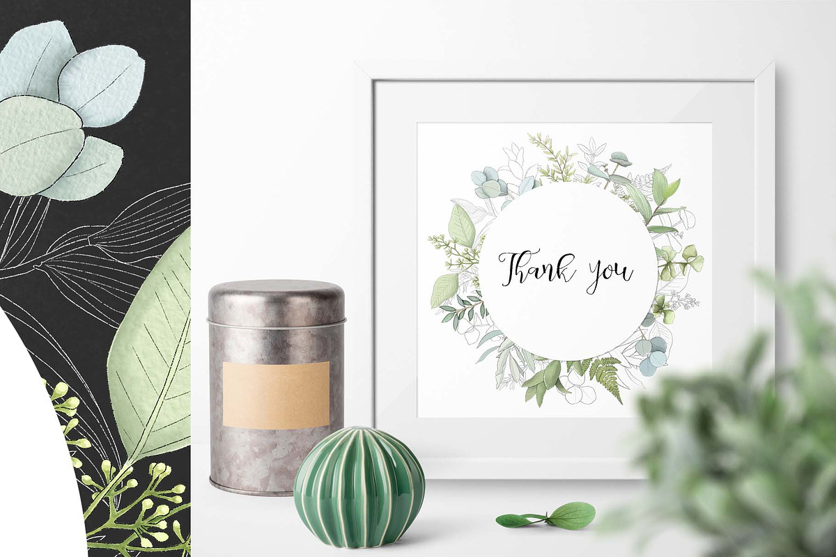 Fresh greenery frames and patterns, a Decorative Illustration by marie dricot (Photo 16 of 16)