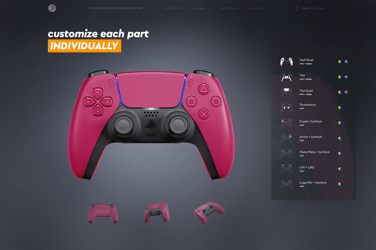PS5 DualSense Controller set, a Product Mockup by OllStore (Photo 3 of 13)