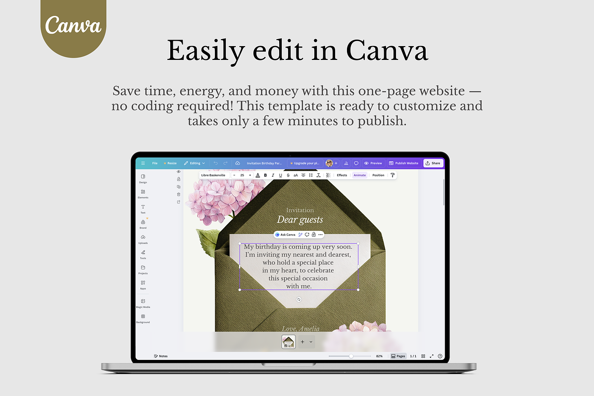 Birthday Party Website Invitation, an App Template by Creative Lovers (Photo 2 of 7)