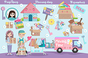 Moving day clipart, an Illustration by Cute Little Workshop (Thumbnail 1 of 4)