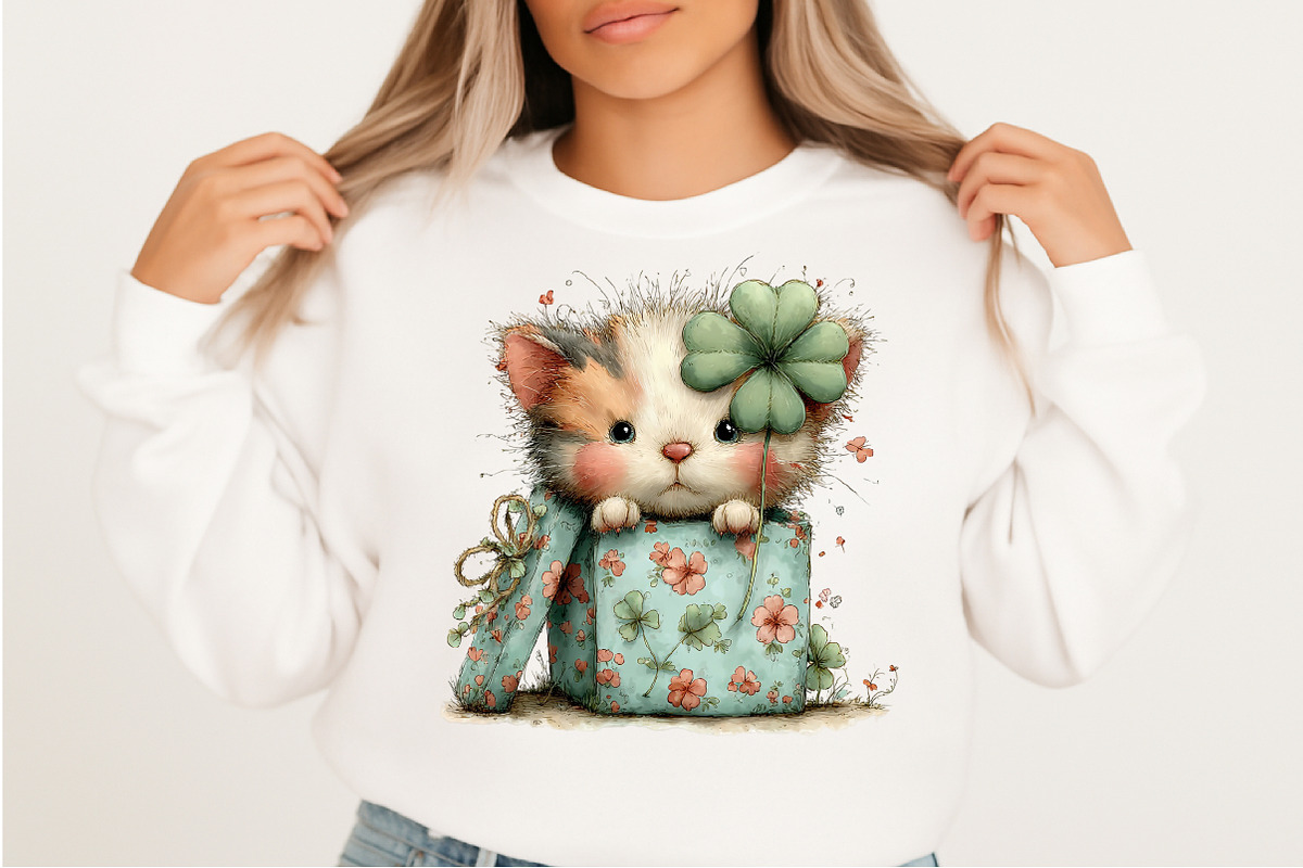 Whimsical St Patrick's Day Cat PNG, an Illustration by Craft Nest (Photo 8 of 11)