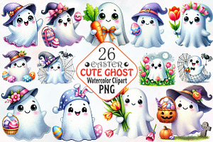 happy spooky Easter cute ghost Png, an Illustration by RobertsArt