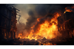 flames war fire ai generated, an Architecture Photo by pikepicture