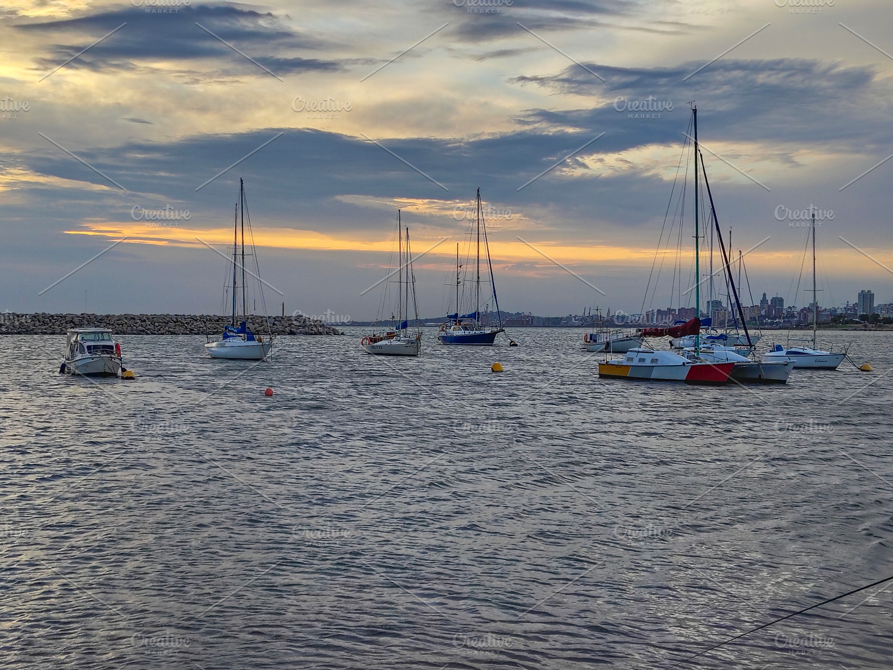 Sailboats at harbor during sunset, a Nature Photo by DanFLCreativo