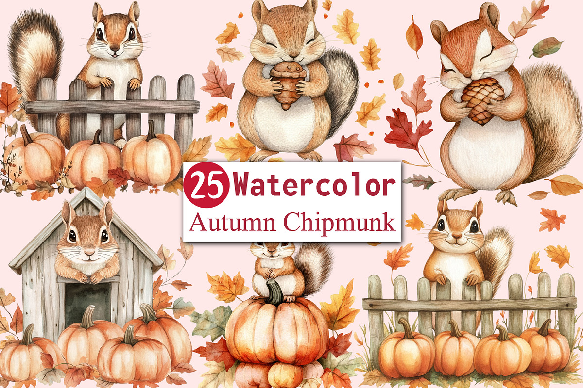 Autumn Eastern Chipmunk Sublimation, an Illustration by CitraGraphics (Photo 1 of 6)
