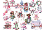 Western Christmas Clipart, a Seasonal Illustration by GlamArtZhanna (Thumbnail 3 of 6)