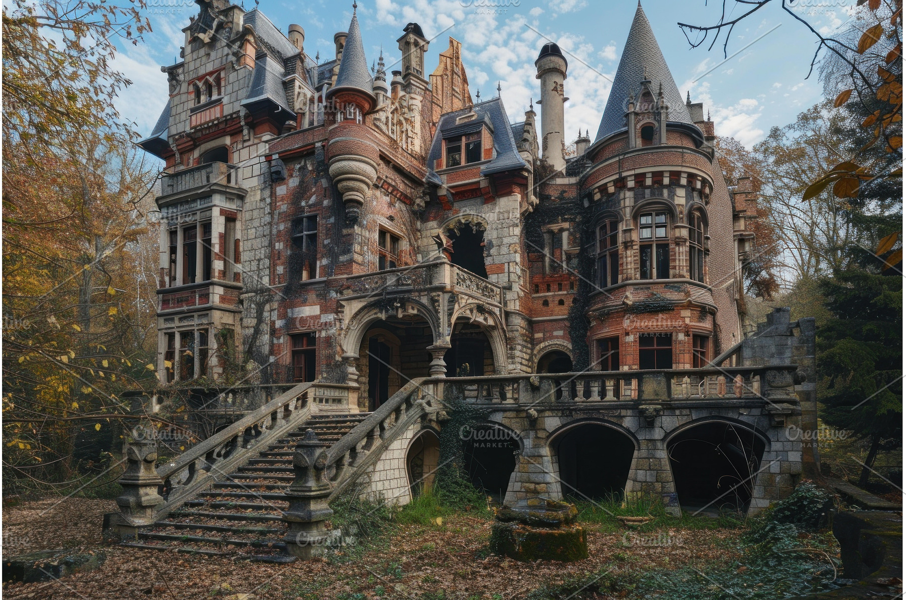 Abandoned chateau crumbling with, an Architecture Photo by Ylivdesign
