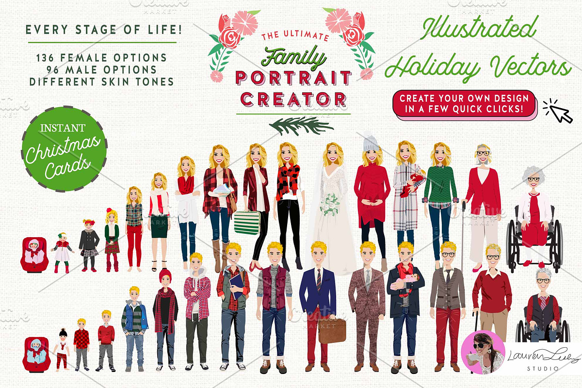 Christmas - Family Portrait Creator, an Illustration by Lauren Lesley Studio (Photo 10 of 14)