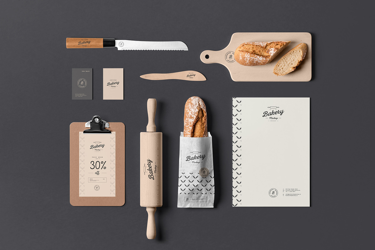 Bakery Branding Mock-up, an Advertising Mockup by Yogurt86 (Photo 1 of 11)