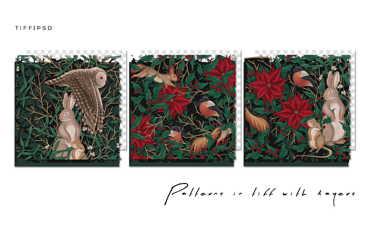 CHRISTMAS FOREST - patterns & motifs, an Animal Illustration by Liiafis (Photo 3 of 15)
