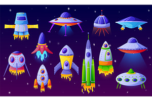 Cartoon Alien Spaceship. Fantasy Ufo