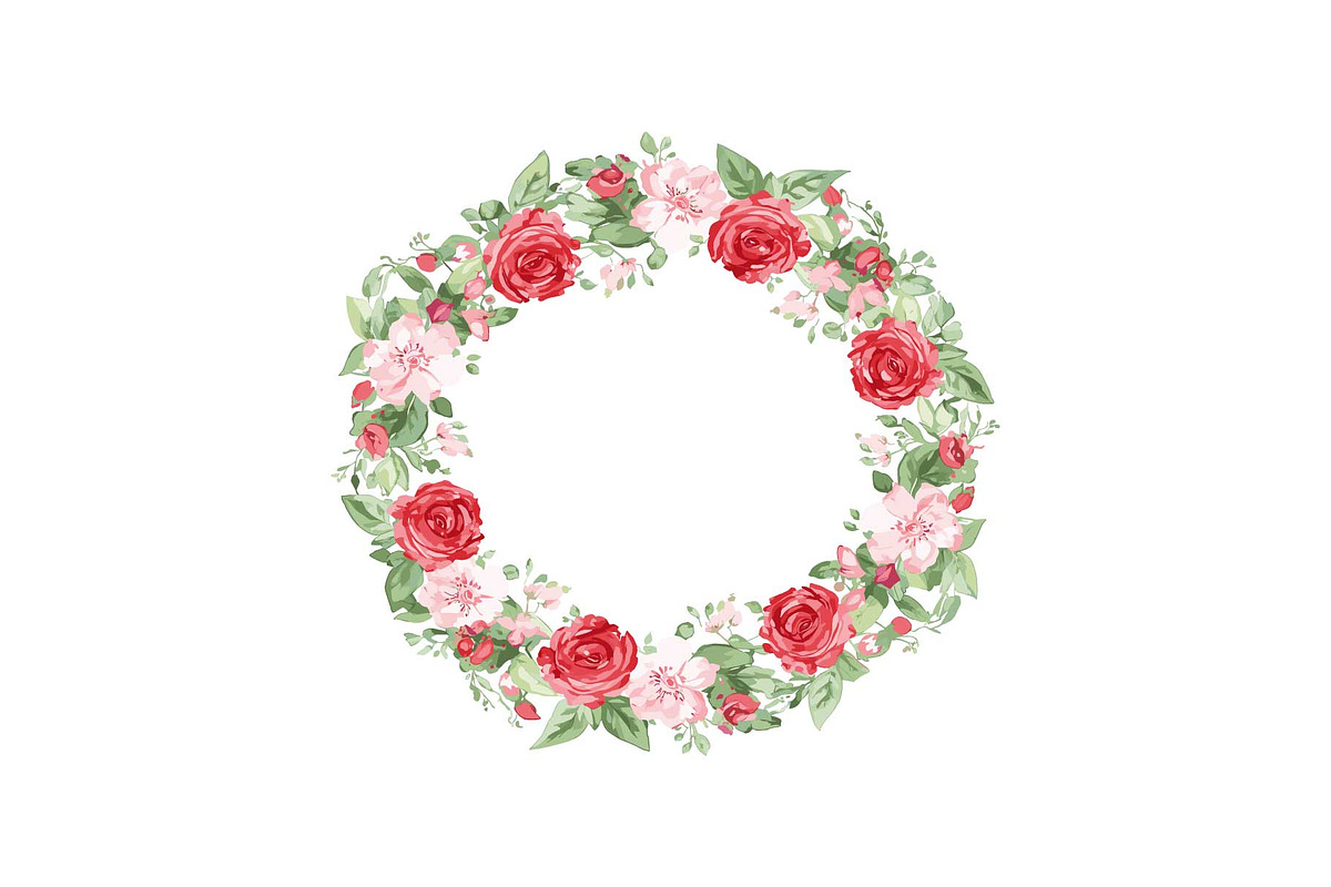 Romantic Rose Wreath Clipart Set, an Object Graphic by Designs_River (Photo 10 of 13)