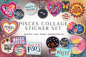 Pisces Editorial Sticker Set, a Person Illustration by Jakayla Digital Co
