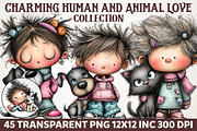 Charming Human and Animal Love Clipa, an Illustration by RobertsArt (Thumbnail 1 of 7)