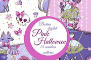 Pink Halloween patterns, a Pattern Graphic by DarinaDigital (Thumbnail 1 of 6)