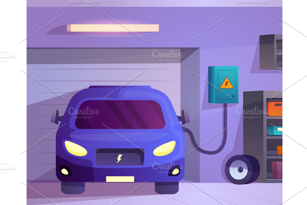 Home car charger. Ev charging, a Transportation Illustration by Stock-Smart-Start