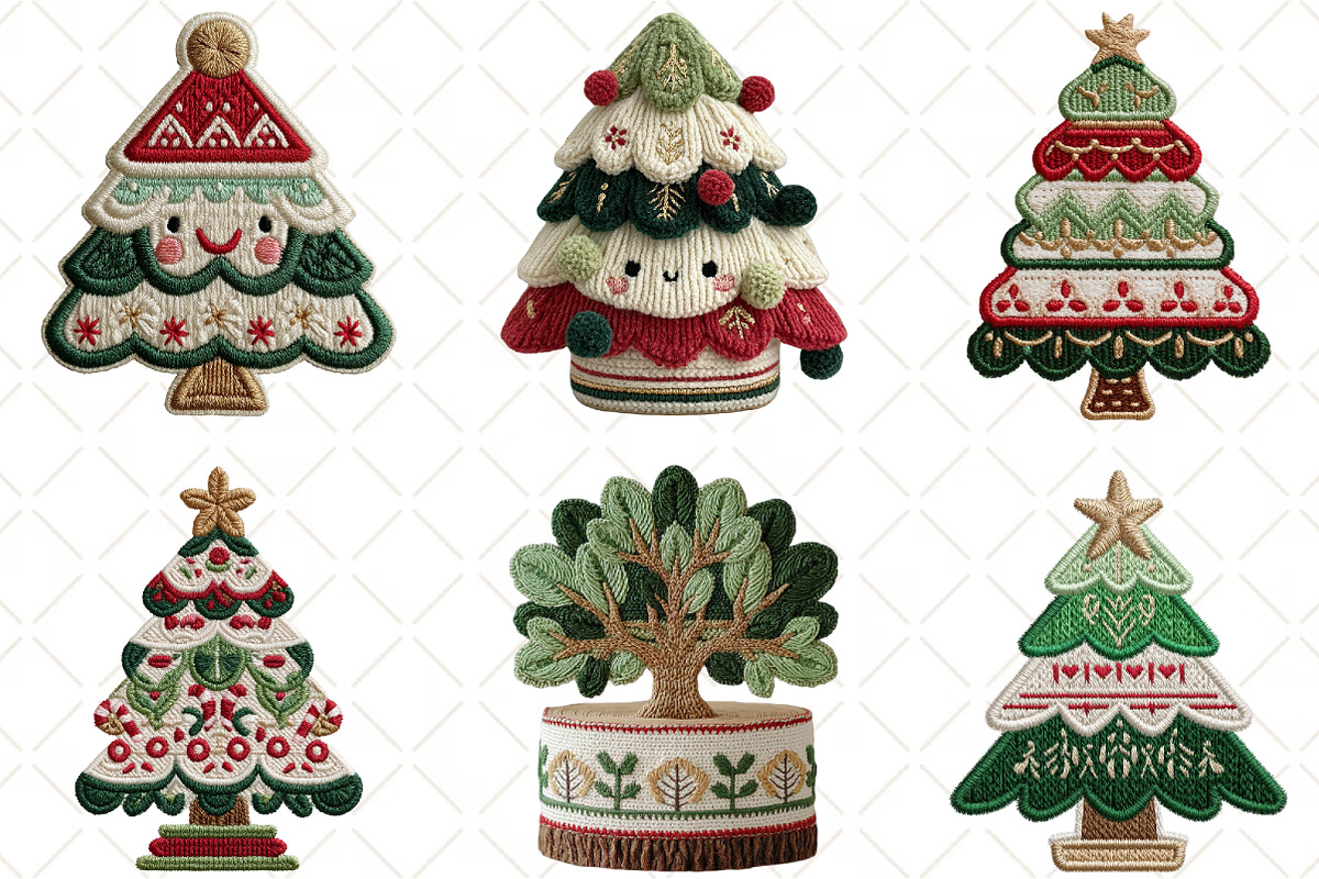 Crochet Christmas Tree Clipart, an Illustration by Black Bird Studio (Photo 4 of 6)