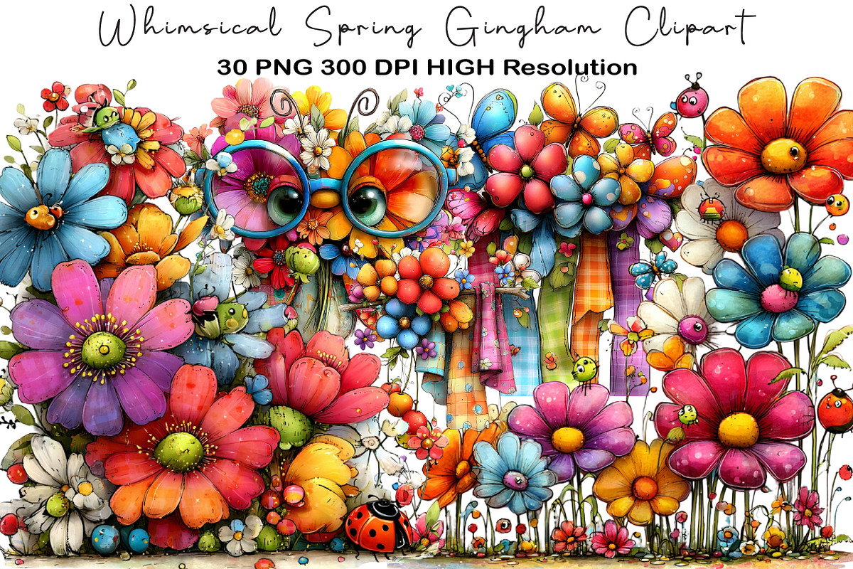 Whimsical Spring Gingham Clipart, an Illustration by Black Bird Studio (Photo 1 of 5)