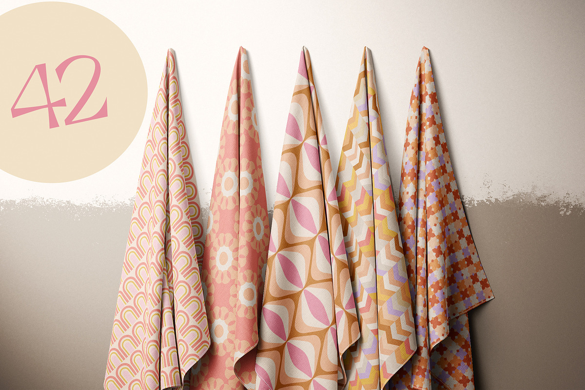 42 Groovy Retro Summer Patterns, a Pattern Graphic by Jennadesigns (Photo 3 of 21)