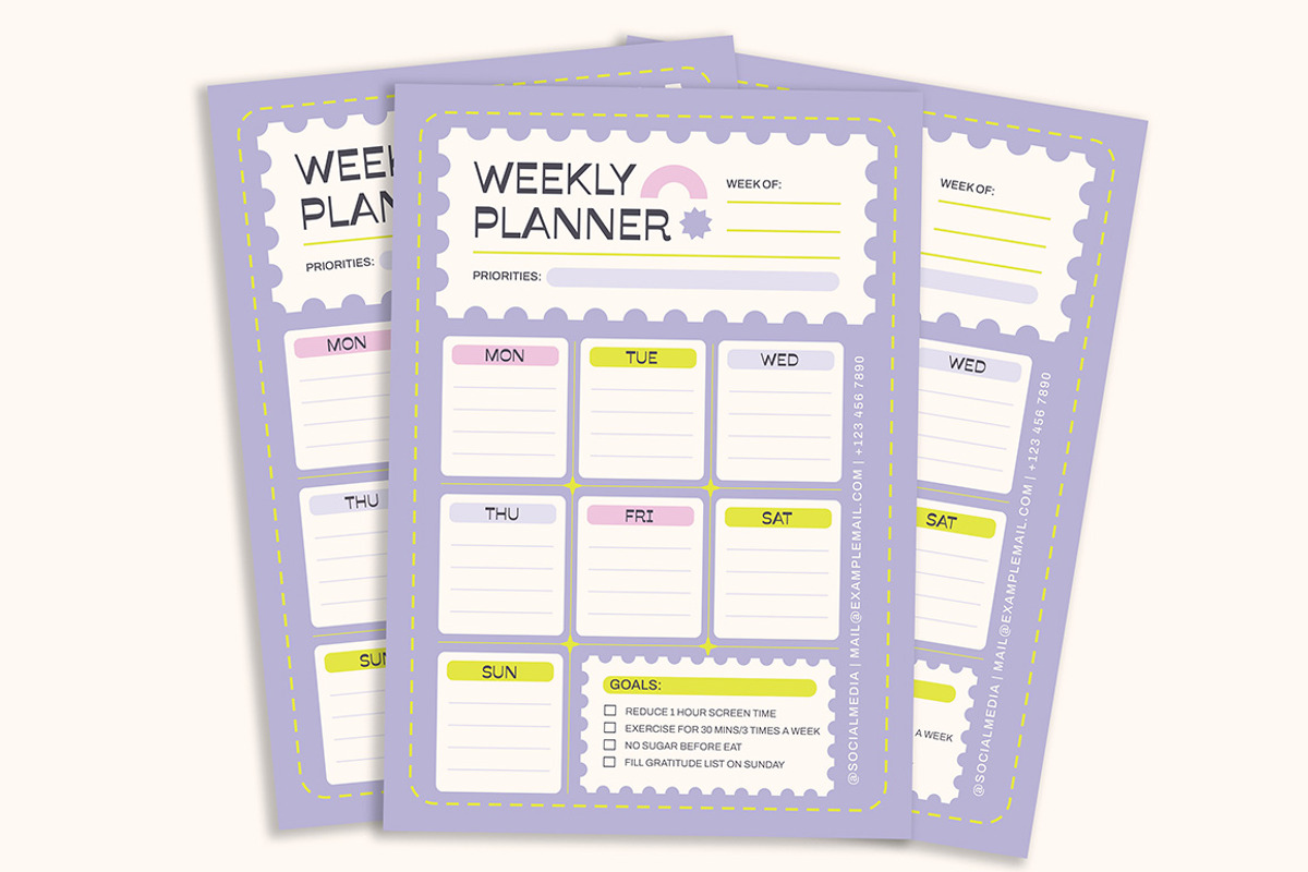 Vertical Weekly Planner Template preview 2