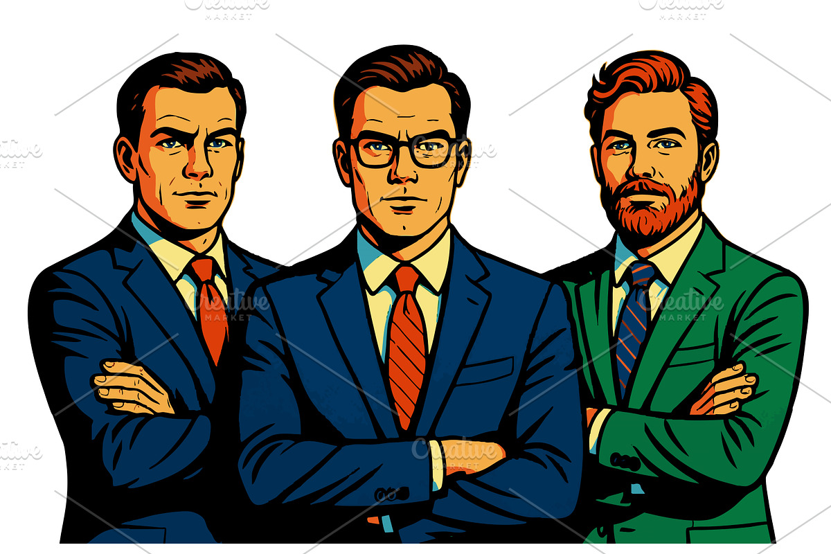 Confident Businessmen Standing, a Person Illustration by AlexArt