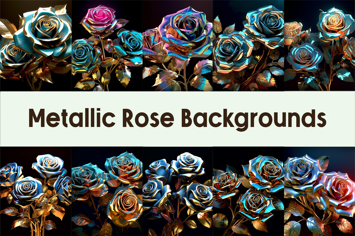 Metallic Rose Backgrounds, a Background Graphic by AdriOP