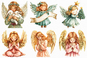 Watercolor Christmas Angel Clipart, an Illustration by Craft Nest (Thumbnail 5 of 6)