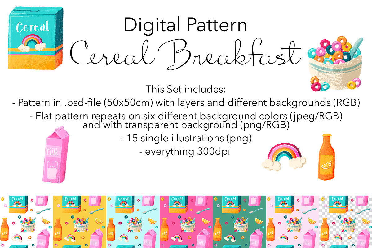 Cereal Breakfast Pattern, a Pattern Graphic by koberstein (Photo 2 of 3)