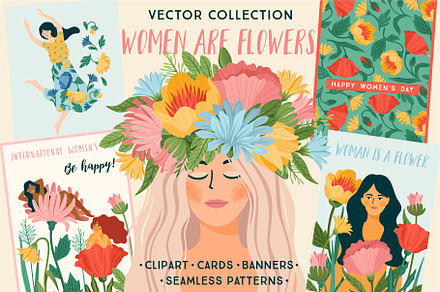 Women are Flowers. Vector collection, a Person Illustration by Nadia Grapes