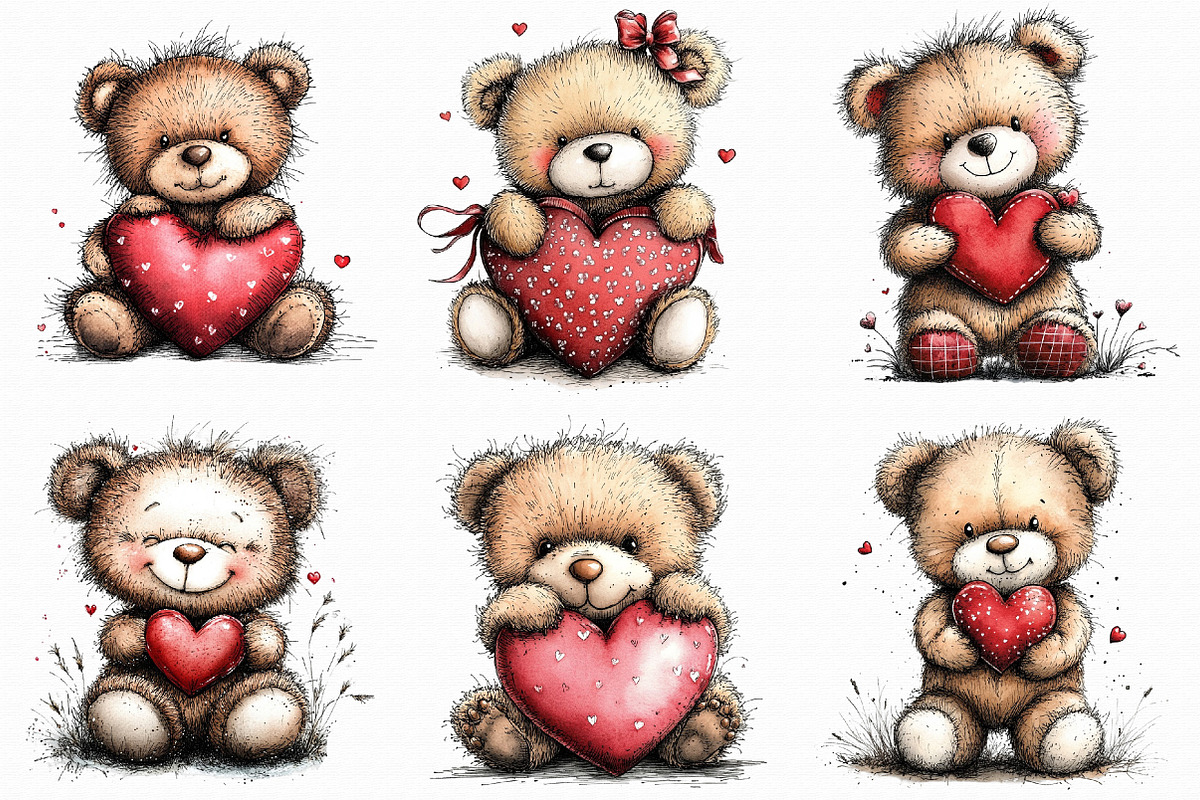 Whimsical Valentine Teddy Bear Clipa, an Illustration by Libby Wishes (Photo 2 of 9)