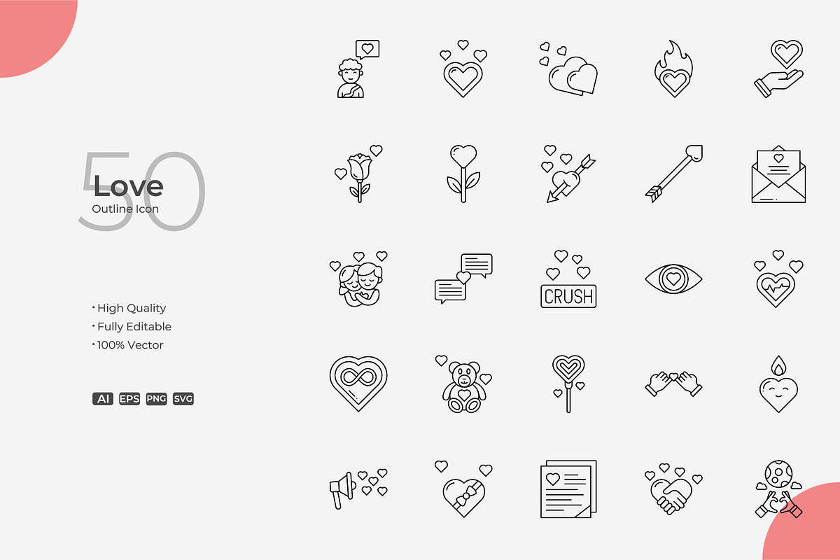 Love Outline Icons, an Outline Icon by Bloodline