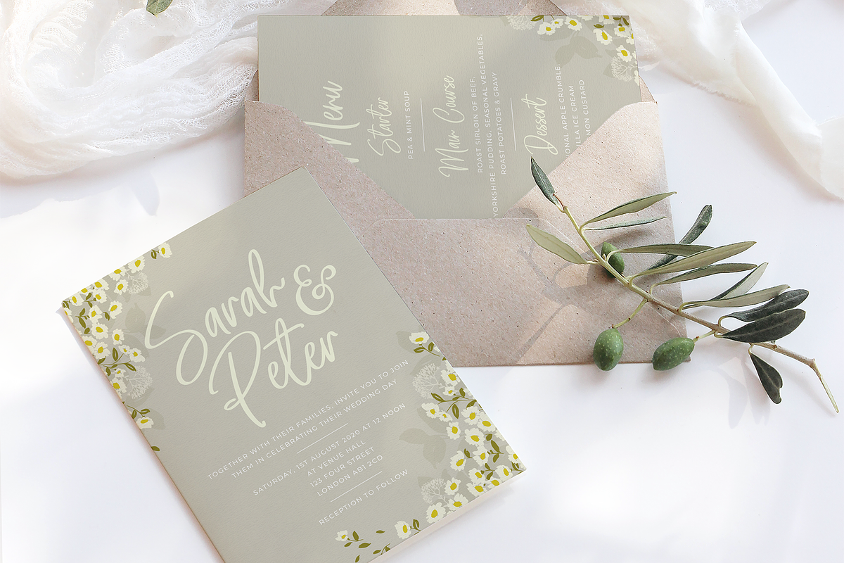 Grey Daisies Wedding Invite Suite, an Invitation Template by R Whitehurst Design (Photo 2 of 10)