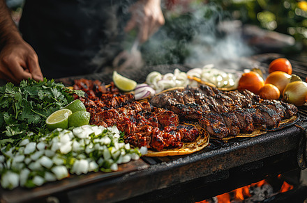 Delicious meats and vibrant vegetabl, a Background Photo by Pixeness