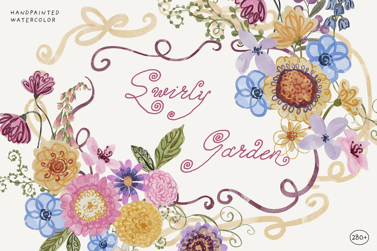 Whimsical Swirly Garden Florals, a Decorative Illustration by SunnyAfternoons (Photo 1 of 17)