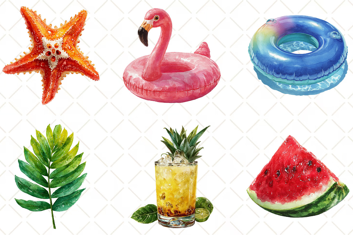 Water Park Watercolor Collection, an Illustration by Black Bird Studio (Photo 5 of 6)