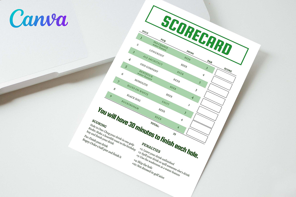 Pub Golf Crawl Scorecard, a Templates & Theme by iloveTemplate (Photo 2 of 3)