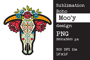 Sublimation Design Bull Cow Skull