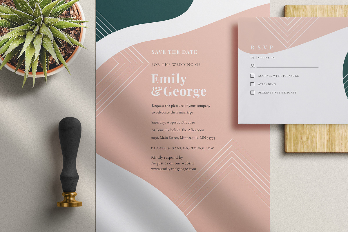 Modern Abstract Wedding Suite, an Invitation Template by Azka Creative (Photo 2 of 5)