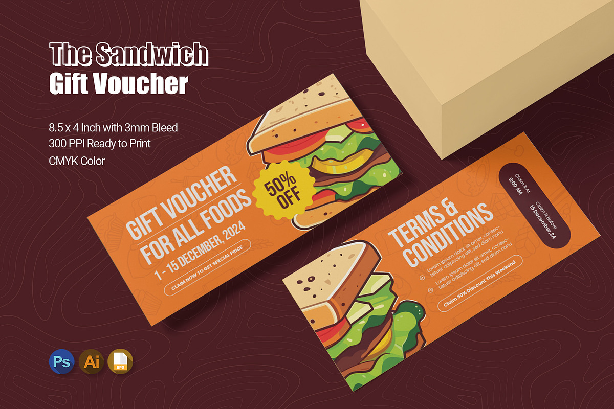 The Sandwich Gift Voucher, a Print Template by Esensifiksi.studio (Photo 1 of 2)