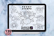 135 procreate peony stamps, a Brush Add-On by Arts For Peace (Thumbnail 6 of 10)